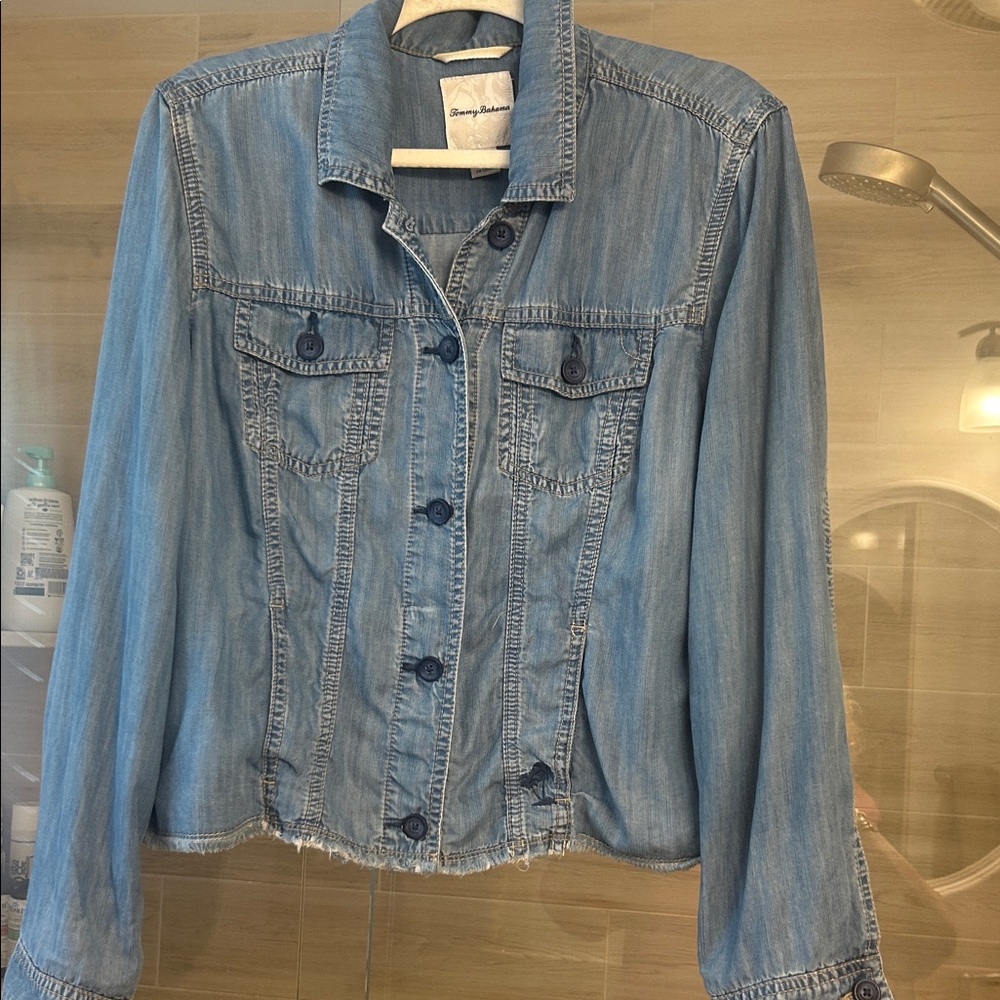Tommy Bahama Chambray Linen Blend Jean jacket Size large